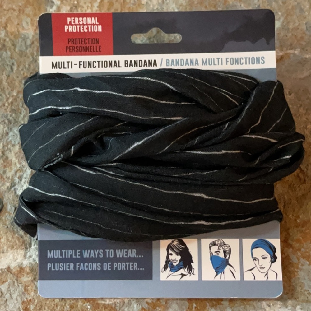 black with white pinstripes unisex multifunctional scarf/bandana headband